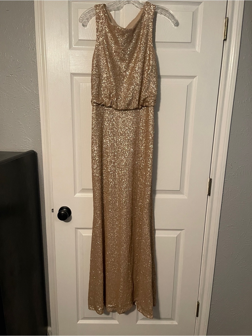 SORELLA VITA Gold Sequin Blouson Maxi Dress